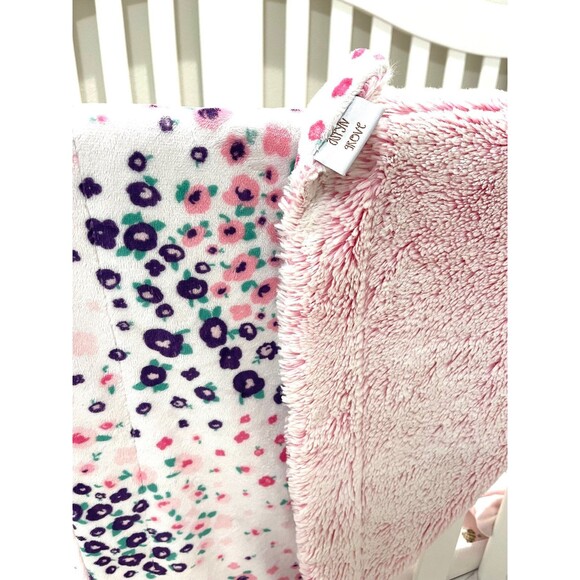 Aspyn Grove Pink Floral Fields with Pink Frosted Tip Infant Minky - Picture 2 of 2